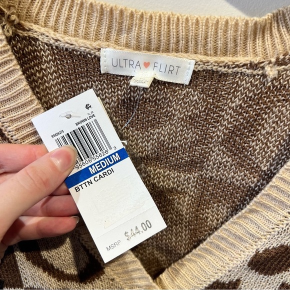 Ultra Flirt “Love” Brown Cardigan - Picture 4 of 5